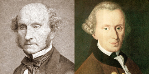 Portraits of John Stuart Mill and Immanuel Kant
